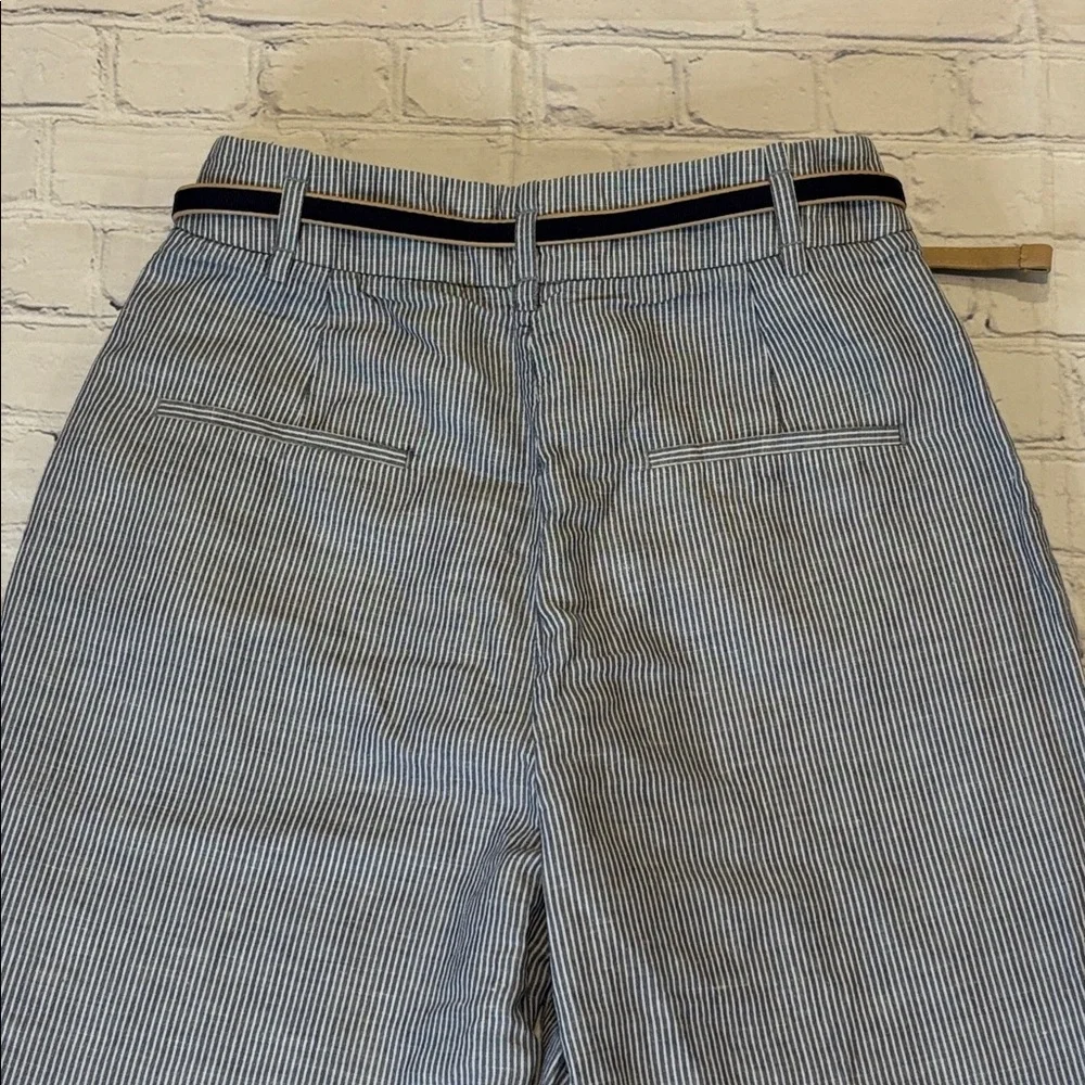 Zara Basic Linen Blend Pinstripe Trouser
